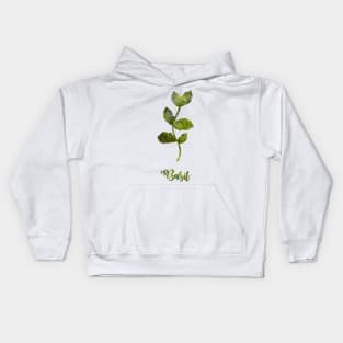 Basil Watercolor Painting Kids Hoodie